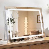 INMTFEI Hollywood Vanity Mirror with LED Strip, 58x46cm, Touch Screen, Tabletop in White