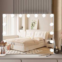 INMTFEI 15 Dimmable Bulbs Hollywood Vanity Mirror 3 Colour LED Touch Screen in White