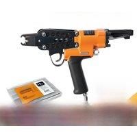 KAMSIN K-SC7E 15 Gauge Pneumatic C-Ring Gun, Long Nose, 7mm Dia., 3/4 Crown Staples, Air Hog Ring