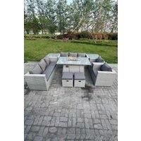 Rattan Fire Pit Garden Furniture Gas Heater Burner Lounge Sofa Dining Set Coffee Table Chairs Stool