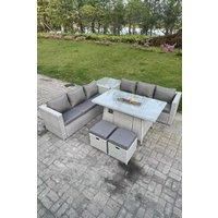 Rattan FirePit Garden Furniture Set Gas Heater Burner Lounge Sofa Dining Table Side Coffee Table