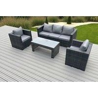 Lounge Rattan Sofa Set Outdoor Garden Furniture 2 Chairs Rectangular Coffee Table
