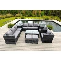 Outdoor Rattan Garden Furniture Lounge Sofa Set With Oblong Rectagular Coffee Table