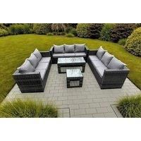 U Shape Rattan Sofa Set Coffee Table