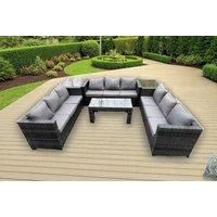 U Shape Rattan Sofa Set Coffee Table