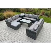 U Shape Rattan Garden Coffee Table Stool