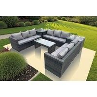 Outdoor Rattan Garden Furniture Lounge Sofa Set With Oblong Rectagular Coffee Table