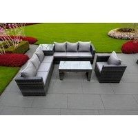 7-Seater Pe Rattan Sofa Set Chair Table - Grey