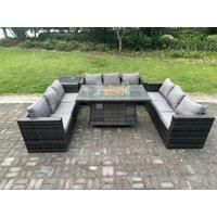 9-Seater Rattan Garden Sofa Set Firepit
