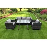 Wicker PE Rattan Outdoor Furniture Garden Dining Set with Lounge Sofa Oblong Dining Table 2 Armchairs