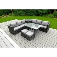 8 Seater Wicker PE Rattan Garden Dining Set Outdoor Furniture Sofa with Side Table Dining Table Stools