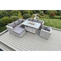 8 Seater Outdoor Garden Dining Sets Rattan Furniture Gas Fire Pit Dining Table Gas Heater with Armchair