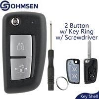 2 Button Flip Car Key Case for Nissan Qashqai JUKE Micra X-Trail Remote Fob Shell