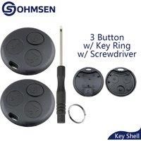 2Pcs Remote Key Fob Case 3 Button For Smart Car City Roadster Fortwo Forfour Coupe Repair Shell No Blade