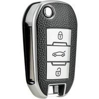 OHMSEN 3 Button Flip Car Key Fob Case Cover Holder Protector for Peugeot 208 301 307 308 407 2008 4008 Partner Citroen C4 Cactus