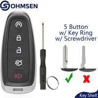 OHMSEN 5Button Car Remote Key Fob Shell Case for Ford Explorer Escape Edge Focus Taurus Expedition Lincoln Navigator MKS MKT MKX