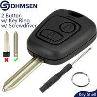 OHMSEN for Citroen Peugeot Remote Key Fob Case Shell 2 Button + SX9 Blade Xsara Picasso Berlingo Partner Boxer Expert