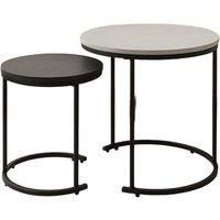Set Of 2 Contemporary Nesting Coffee Tables - Wooden Top, Space-Saving Living Room Furniture, 3 Finishes