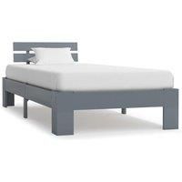 Bed Frame Grey Solid Pine Wood 100x200 cm