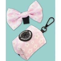 Pink Flowers Poo Bag Holder & Bow Tie Set