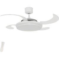 Retractable blade ceiling fan LED lamp and remote Fanaway EVO White 122 cm 48"