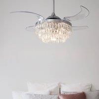 Retractable blade ceiling fan light with remote Fanaway Veil Chrome 122cm 48"
