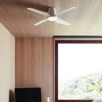 Flush mount ceiling fan with LED light and remote Aria CTC White 122 cm 48"