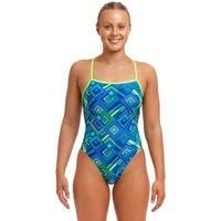 Help Me Rhombus Single Strap Swimsuit - Blue/Green