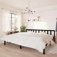 Bed Frame Black Solid Pinewood 200x200 cm