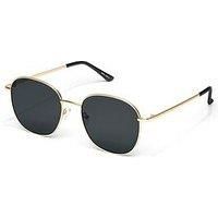 Quay Australia Jezabell round sunglasses in gold/smoke