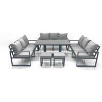 11-Seater Aluminum Sofa Set With Adjustable Table - Dark Grey