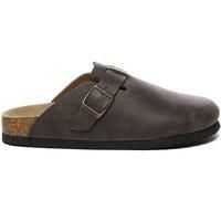 EverAu Australia Men's Hardhead Leather Comfort Clog Sandals in Brown | Size: 9