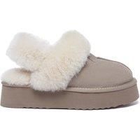 Fantail Leather Platform Slippers With Two Removable Straps