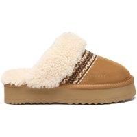 EverAu Australia Women's Crake Knitted Platform Real Sheepskin Slippers in Brown | Size: 7