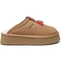 EverAu Australia Women's Caspian Platform Real Sheepskin Slippers in Brown | Size: 9