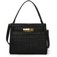 Unisex Black Croc-Embossed Pu Leather Shoulder Bag - 4 Colours
