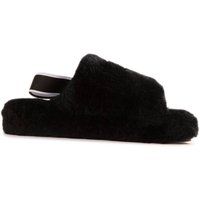 Aus Wooli Australia Unisex Sheepskin Wool Sorrento Sandals in Black | Size: 3