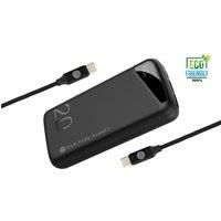 Our Pure Planet 20,000mAh Power Bank and 1.2m USB-C to USB-C Cable Bundle - Black, Black