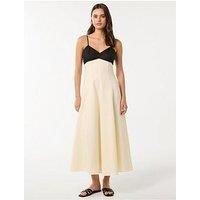 Forever New Ada Contrast Linen Midi Dress - Multi