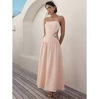 Forever New Arabelle Applique Linen Midi Dress - Pink