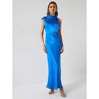 Forever New Sienna High Neck Satin Maxi Dress - Blue