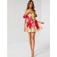 Forever New Zahli Ruffle Off Shoulder Mini Dress - Multi