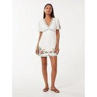 Forever New Veanne Embroidered Tea Mini - White