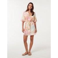 Forever New Franny Mini Shirt Italian Print Dress - Pink