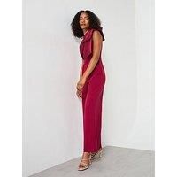 Forever New Donna Asymmetric Bow Jumpsuit - Pink