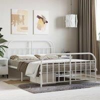 Metal Bed Frame with Headboard and Footboard White 140x200 cm