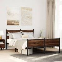 Berkfield Home Metal Bed Frame without Mattress Brown Oak 160x200 cm