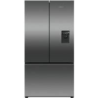Fisher & Paykel Series 7 Contemporary RF540ANUB6 Wifi Connected Plumbed Frost Free American Fridge Freezer - Black Steel - E Rated, Black