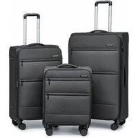 British Traveller 3-Piece Lightweight Soft Shell Luggage Set With Tsa Locks - 3 Colours