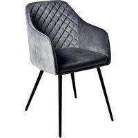 Upholstered Black Velvet Armchair W/ Armrests